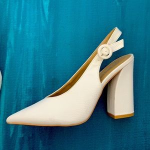 Nasty gal white leather snakeprint heels